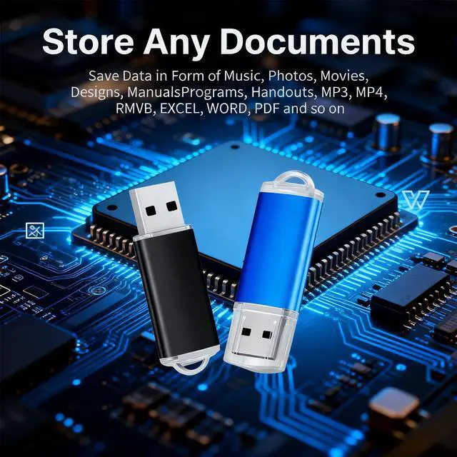 Alt view image 4 of 7 - USB Flash Drive 5 Pack 2GB small capacity for bid documents flash drives for students and teachers present    (5 Mixed Colors: Black Blue Green Red Purple)