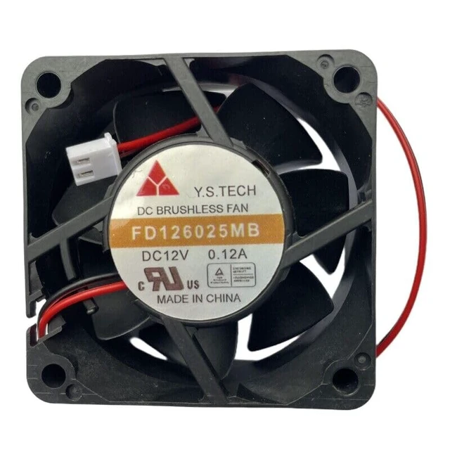 Alt view image 2 of 5 - New Chassis Power Supply Cooler FD126025MB FD126025MB-N DC 12V 0.12A 60*60*25mm 6025 2-Wire Server Cooling Fan