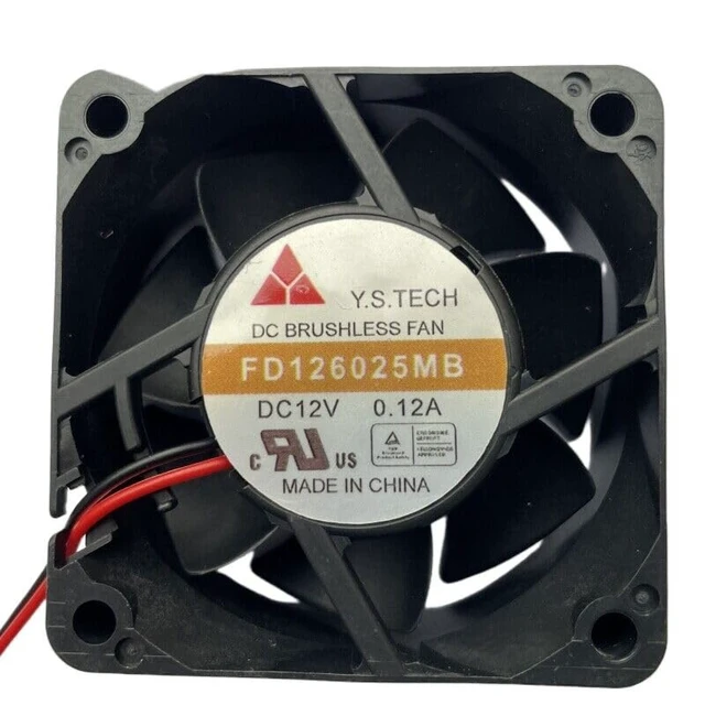 Alt view image 3 of 5 - New Chassis Power Supply Cooler FD126025MB FD126025MB-N DC 12V 0.12A 60*60*25mm 6025 2-Wire Server Cooling Fan