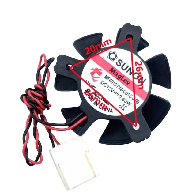 Alt view image 5 of 5 - For MF40101V2-C01C-A99 37mm Pitch 12V 0.63W 20*26*26mm Graphics Card Silent Fan