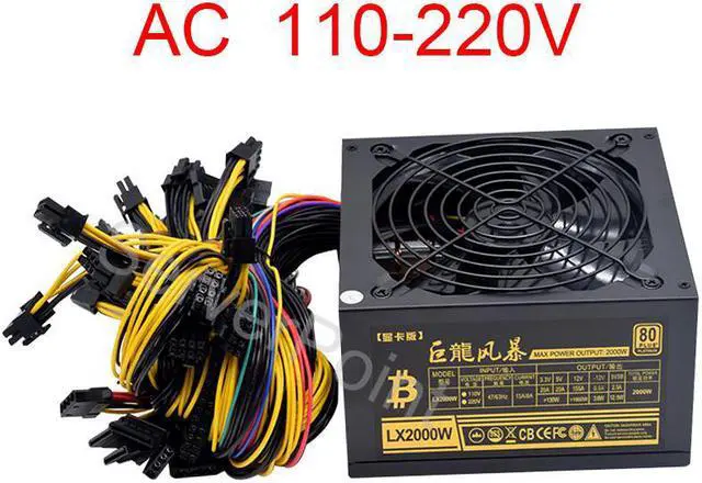 Main image of AC110-220v ATX Pc 2000W Power Supply 8 Graphics Card Ethereum ETH BTC Mining Antminer PSU for US CA BR Voltage