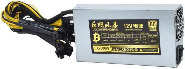 Alt view image 2 of 7 - 2000W ETH Mining Rig Power Supply 2U Single Channel Miner GPU PSU 10x6Pin Efficiency Device for BTC Antminer S7 S9