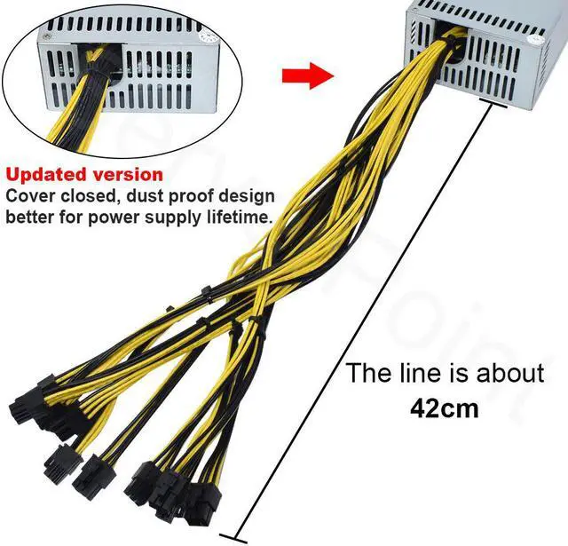 Alt view image 5 of 7 - 2000W ETH Mining Rig Power Supply 2U Single Channel Miner GPU PSU 10x6Pin Efficiency Device for BTC Antminer S7 S9