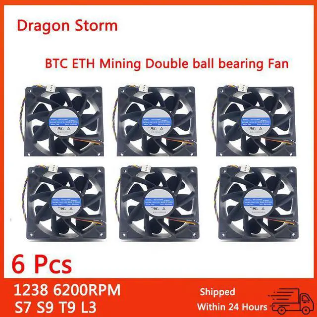 Main image of 6PCS New SJ SG121238BS DC 12V 2.7A S7 S9 T9 L3 Server Square Fan Violence Fan
