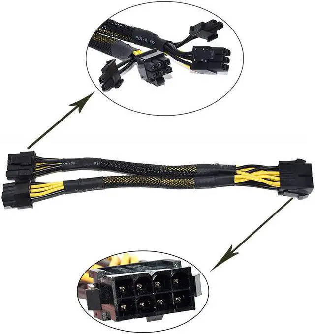 Alt view image 2 of 4 - Original 10 pcs 8pin PCI Express to Dual PCIE 8 (6+2) pin Power Cable Graphics Card PCI-E GPU Power Data Cable Splitter 22cm