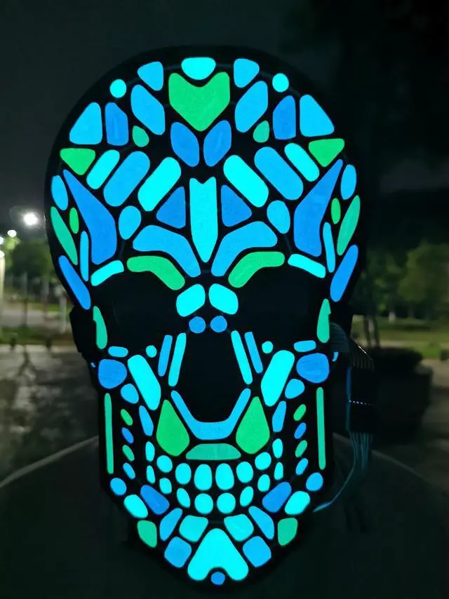 Alt view image 2 of 5 - Halloween Mask Sound Activated Masks LED Light Mask Christmas Mask for Festival Cosplay Halloween Costume(D)