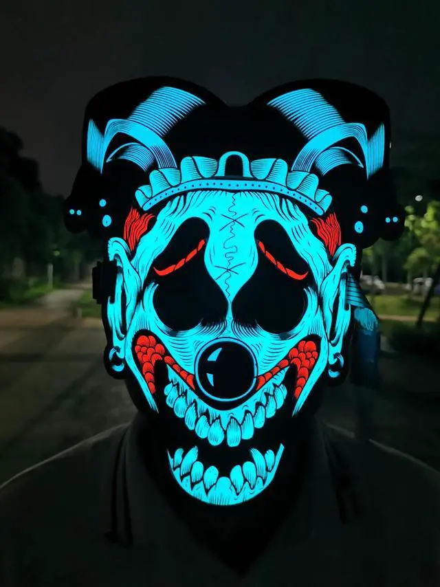 Alt view image 3 of 7 - Halloween Mask Sound Activated Masks LED Light Mask Christmas Mask for Festival Cosplay Halloween Costume(F)