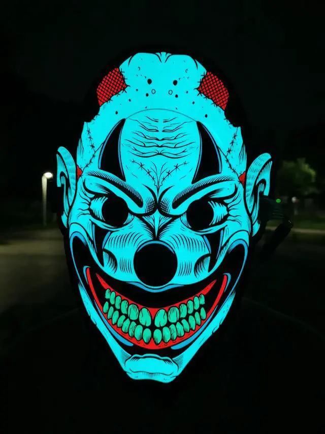 Alt view image 3 of 7 - Halloween Mask Sound Activated Masks LED Light Mask Christmas Mask for Festival Cosplay Halloween Costume(K)