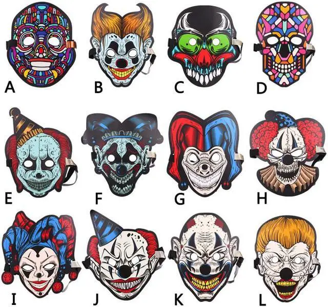 Alt view image 5 of 7 - Halloween Mask Sound Activated Masks LED Light Mask Christmas Mask for Festival Cosplay Halloween Costume(K)