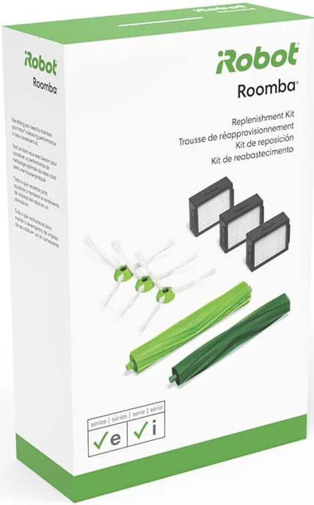 Alt view image 2 of 2 - iRobot® Authentic Replacement Parts- Roomba® e, i, and j Series Replenishment Kit, (3 High-Efficiency Filters, 3 Edge-Sweeping Brushes, and 1 Set of Multi-Surface Rubber Brushes)