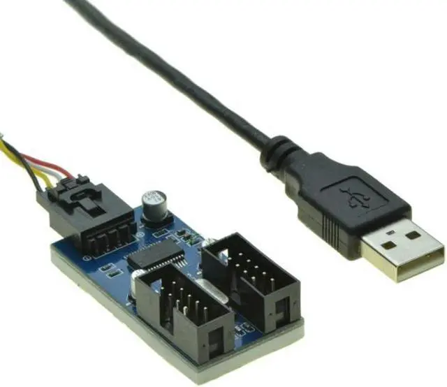 Main image of USB 2.0 Male 1 to 2 9Pin USB header Female Extension Cable Card USB2.0 to 9-Pin USB HUB USB 2.0 9 pin Connector Port Multilier