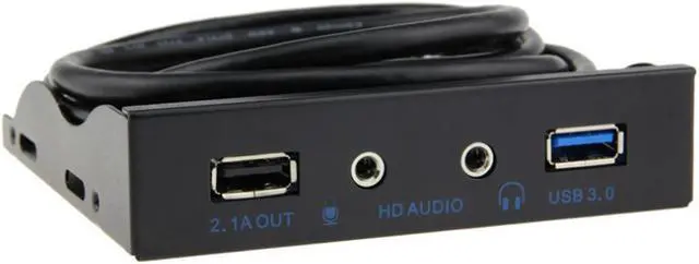 Main image of USB3.0 port 13.5 inches of metal front panel USB Hub with a USB2.1A charging port / 1 HD audio interface / 1 microphone port