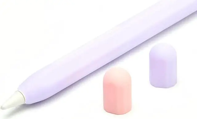 Main image of For Pencil 2Nd Generation Pen Sleeve Stylus Pen Sleeve Double Color Matching Silicone Protective Sleeve Purple