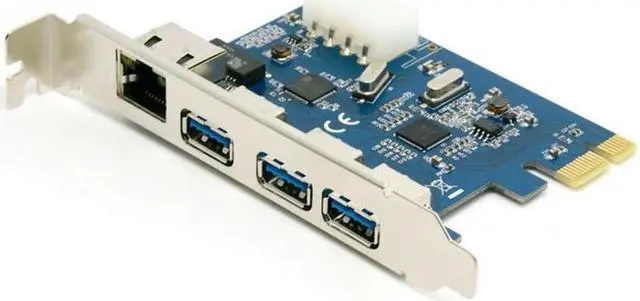 Main image of PCI-e to External 3 ports USB 3.0+ RJ45 Gigabit Ethernet Network card USB3.0 + 1000M LAN Combo PCI express card