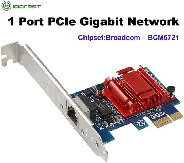Main image of Broadcom Chip 1 Port PCIe 1Gbps Gigabit NIC Adapter Network Card 10/100/1000 Mbps Single RJ45 Lan Controller BCM5721 Chipset