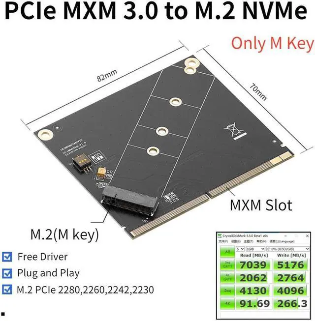 Main image of MXM to NVME Adapter Riser Board Converter PCIe MXM 3.0 to M.2 NVME Expansion Card Support 2230 2242 2260 2280 M2 NVME SSD for PC