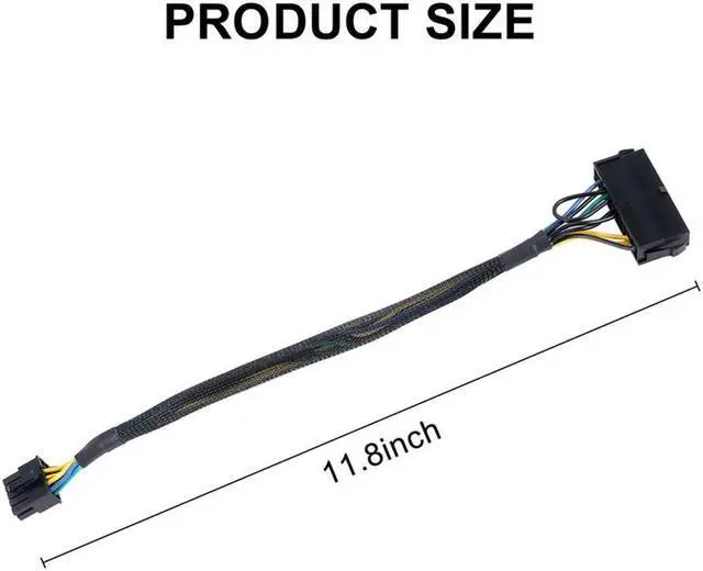 Main image of 24 Pin to 10 Pin ATX PSU Main Power Adapter Braided Sleeved Cable for for PC and Servers 12-Inch(30cm)