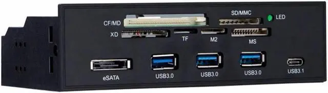 Main image of 5.25 inchs Drive bay Multifunction Internal Card Reader USB eSATA Dashboard PC Front Panel USB3.1 M2 MSO SD MS XD 64G CF Card