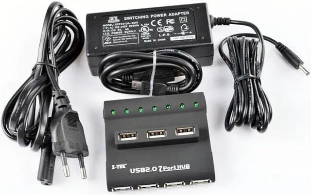 Main image of 7 USB2.0 HUB USB Hub ZE341A USB extension HUB High Speed with 5V4A DC Power adapter