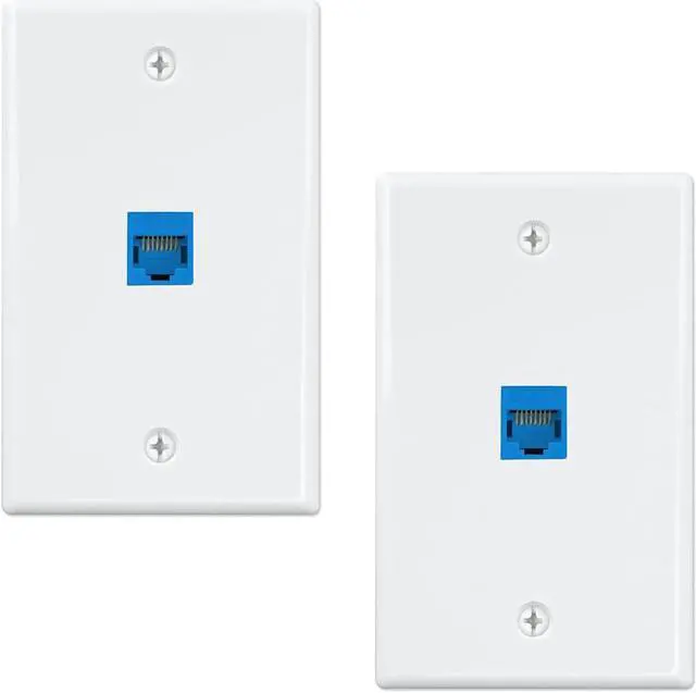 Main image of 2-Pack 1 Port Ethernet Wall Plate, RJ45 Cat6 Female to Female Jack Inline Coupler Face Plates, 1-Port