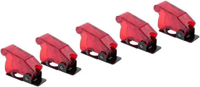 Main image of Plastic 12mm Toggle Switch Safety Cover Protector Cap Guard 5pcs Red