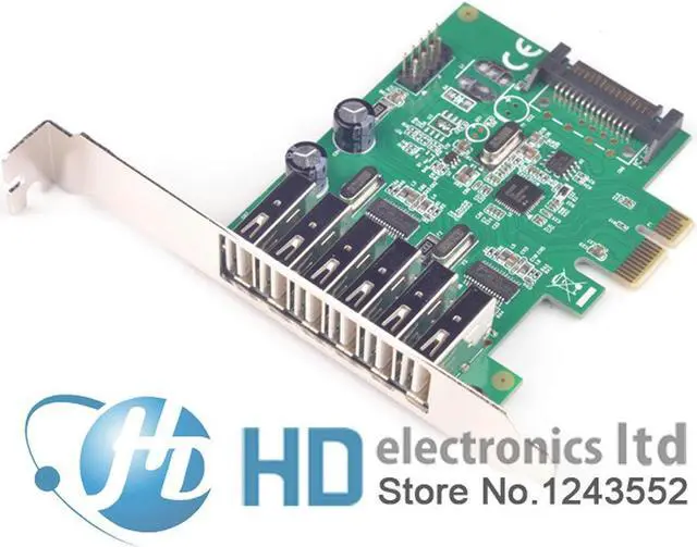 Main image of 6 Ports USB 2.0 PCIE HUB CARD Renesas usb expansion USB 2.0 PCI-Express card (6 external Ports and 2 internal Ports)