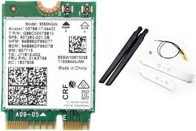 Main image of 9560NGW Card With Antenna 1730Mbps Wireless AC 9560 2.4G+5G BT 5.0 802.11Ac M.2 CNVI 9560NGW Adapter A