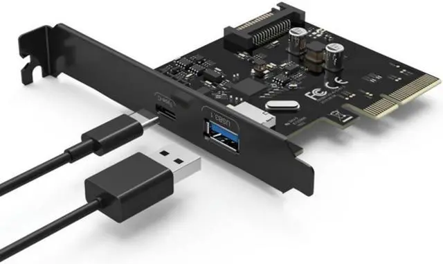 Main image of Desktop PC motherboard PCI-E to USB3.1 Type-c dual-port expansion card pcie 4x to usb 3.1 Type-A adapter SuperSpeed 10Gbps