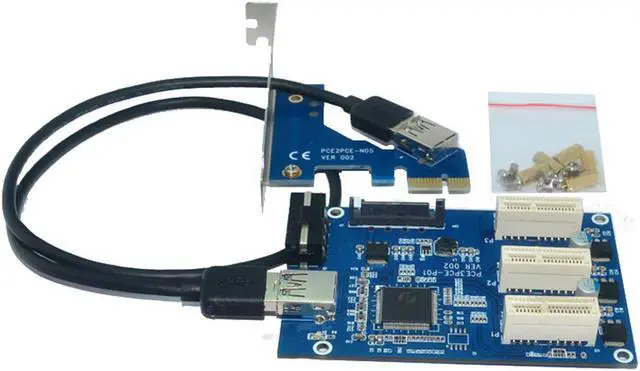 Main image of External & Internal 1 to 3 PCI express 1X slots Riser Card Expansion adapter PCI-e Port Multiplier