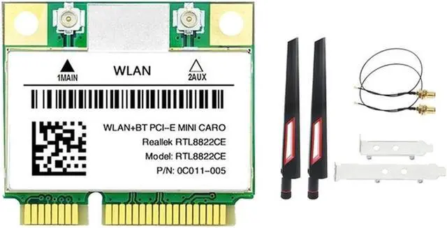 Main image of RTL8822CE Card +Antenna Kit 1200Mbps 2.4G+5Ghz 802.11AC Network Mini Pcie BT 5.0 Support Laptop/PC Windows 10/11