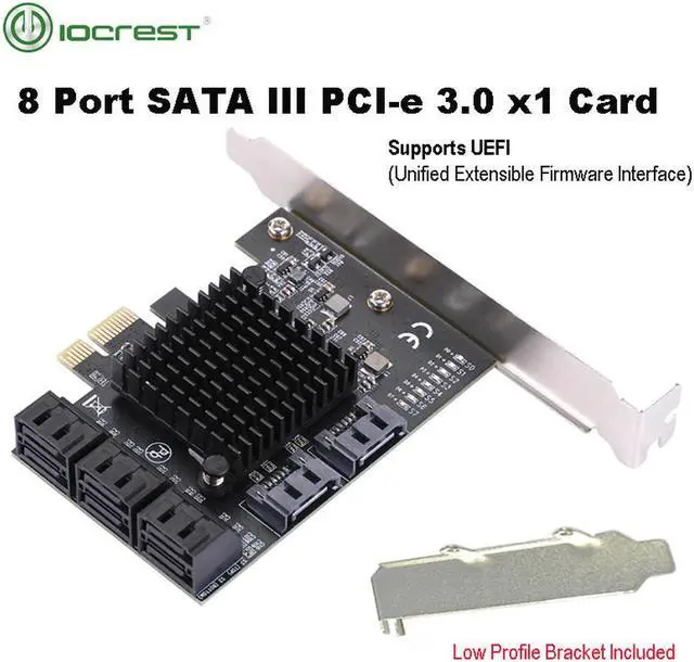 Main image of IOCREST PCIe gen2 x1 to 8 Ports 6G SATA III 3.0 Controller Non Raid Expansion Card Low Profile Bracket