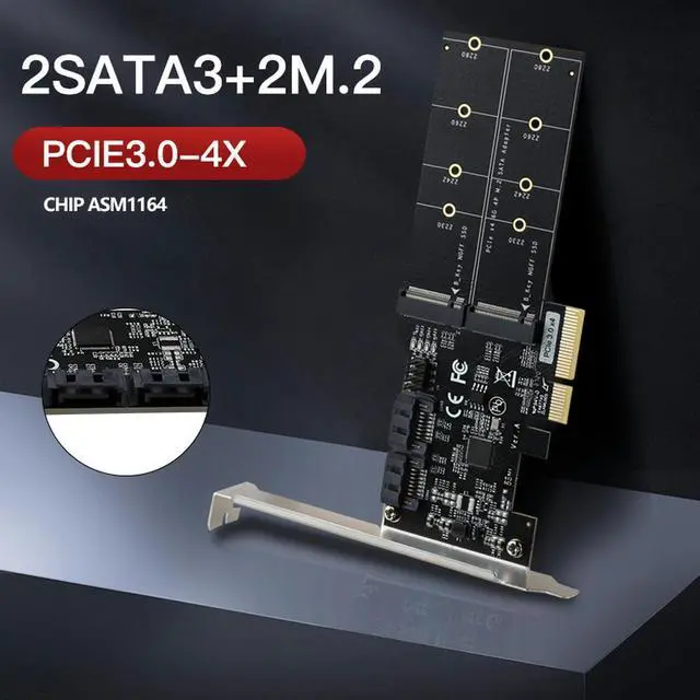 Main image of Adapter Card PCIE 3.0 X4 To 2 Port M.2 B-KEY Dual Port SATA Extension Chip ASM116 Converter Expansion PCI-E 4X M2 BKEY Add Card