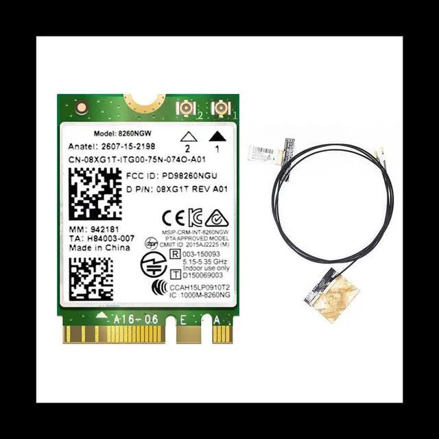 Main image of 8260 8260NGW Card+2XAntenna 2.4G/5Ghz 867M Bluetooth 4.2 NGFF M.2 Wireless Card Module for AC 8260