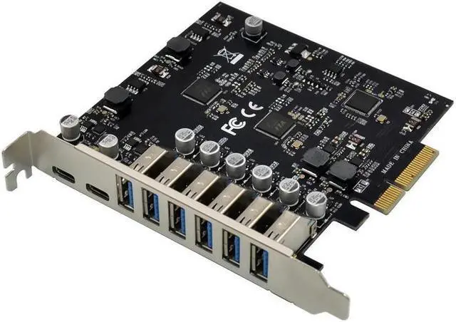 Main image of PCI-E 4X 8 Port usb 3.0 expansion card PCIe ASM3142 chip 6A2C USB3.1 10Gbps adapter 6 port type A and 2 port type C usb3.1