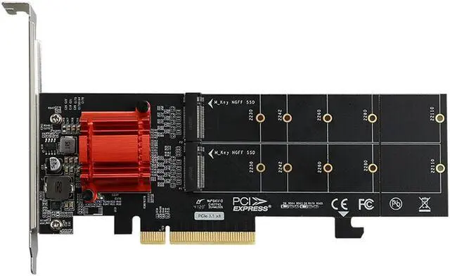 Main image of PCIe 3.1 x8 ASM1812 to 2 port M.2 NVMe SSD Adapter expansion card Dual mkey nvme to pci-e converter