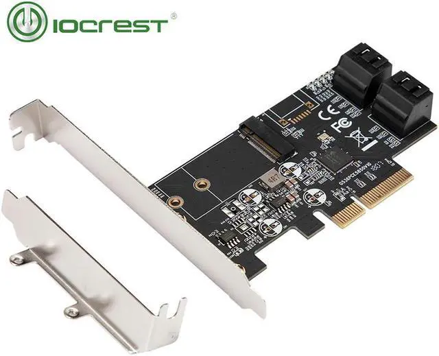 Main image of IOCREST Internal 4 Port Non-Raid SATA III 6GB/S with M.2 B-Key 22x42 Pci-E X4 Controller Card for Desktop PC Support SSD and HDD