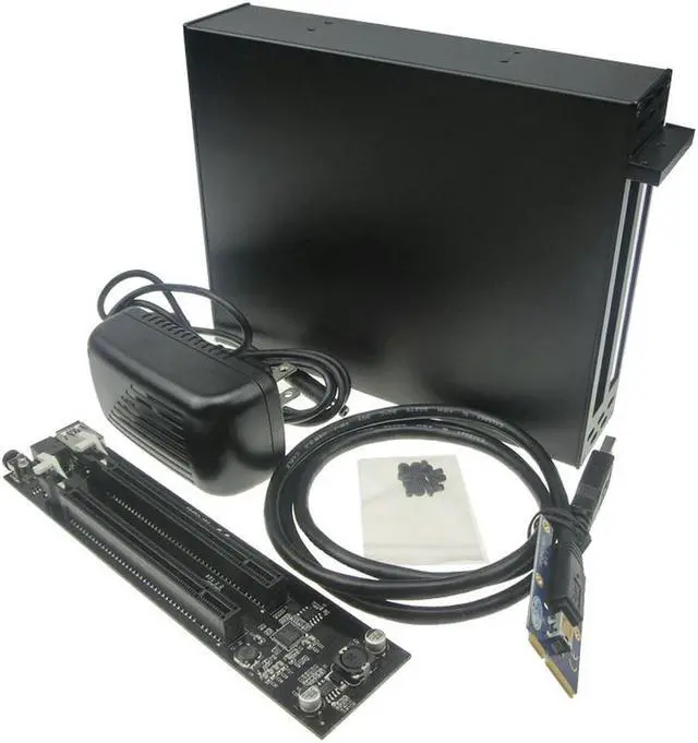 Main image of Mini PCIe to Dual PCIE 2 Ports 16x pci-e Bus Slot Adapter with case enclosure
