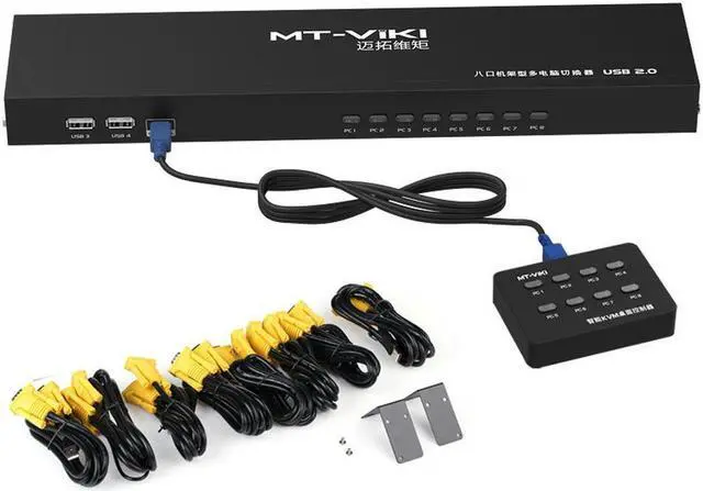 Main image of 8 Port Smart KVM Switch Manual Key Press VGA USB Wired Remote Extension Switcher 1U Console with Cable 801UK-L