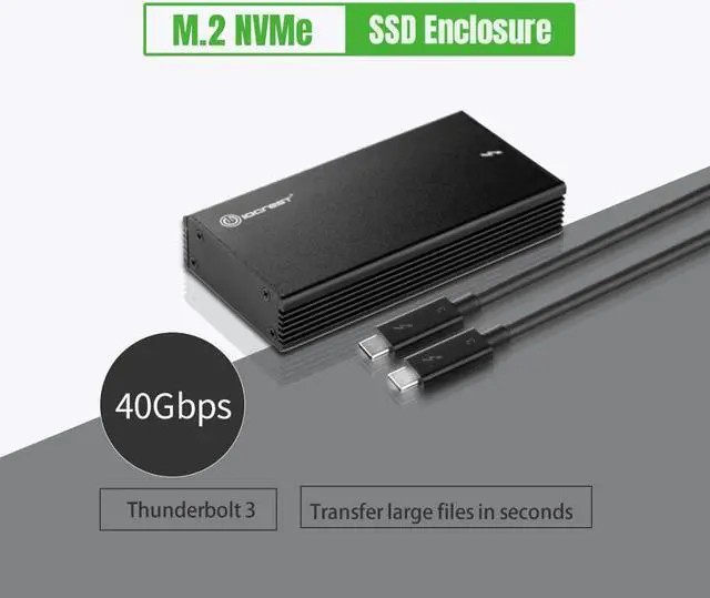 Main image of Thunderbolt 3 40Gbps NVME M.2 SSD Enclosure 2TB Aluminum USB C with 40Gbps Thunderbolt 3 C to C Cable For Laptop Desktop