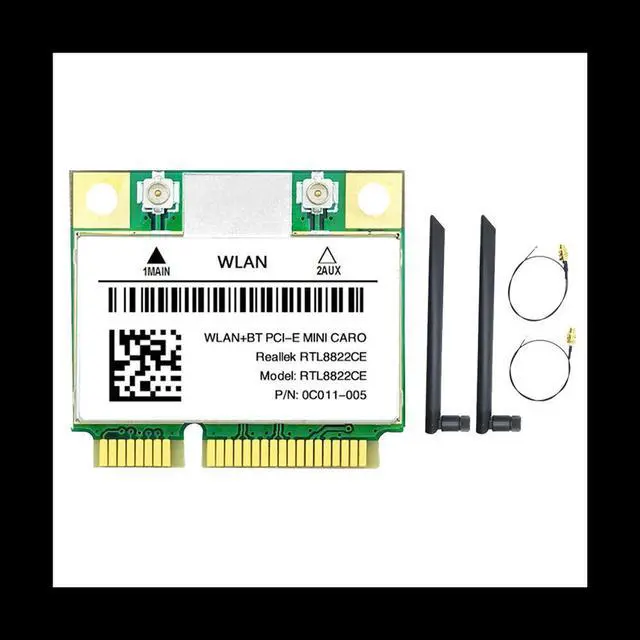 Main image of RTL8822CE Card+2XAntenna 1200Mbps 2.4G+5Ghz 802.11AC Network Mini PCIe BT 5.0 Support Laptop/PC Windows 10/11