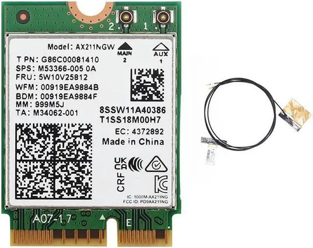 Main image of 6E AX211NGW Tri Band 2.4G/5G/6Ghz Wireless Network Card for Bluetooth 5.2 AX211 M.2 KeyE CNVio Windows10