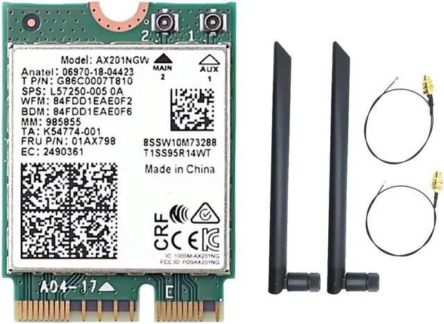 Main image of AX201NGW Card with Dual Antenna 2.4 Ghz+5Ghz 6 3000Mbps M.2 CNVio2 Bluetooth 5.1 Adapter for Win10