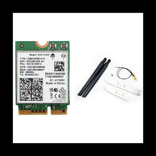 Main image of AX211NGW+Dual Antenna 6E M.2 Key E CNVio2 2.4Ghz/5Ghz Wireless Network Card 802.11Ac Bluetooth 5.2 Adapter