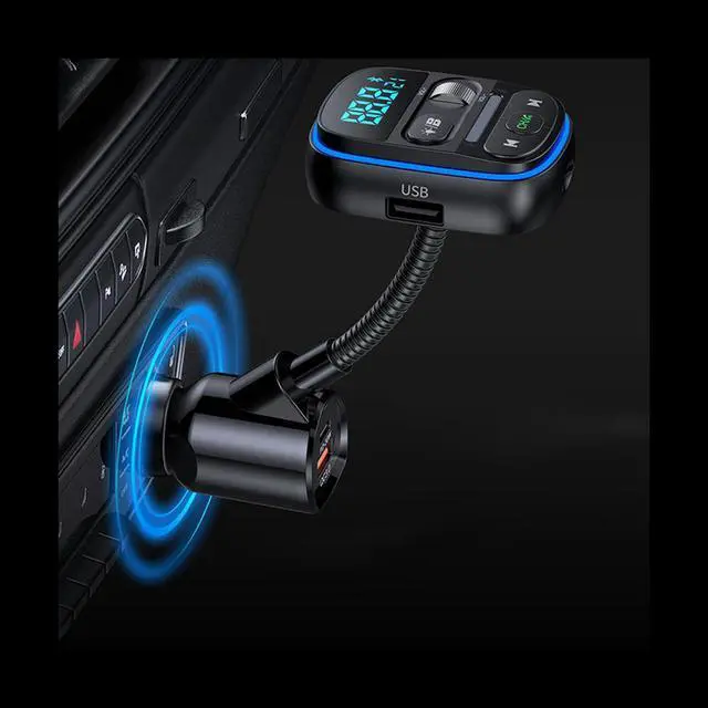 Main image of Bluetooth FM Transmitter for Car, Stronger HiFi Bass Microphone, PD 30W+QC 3.0 Adapter with 7 Colors LED