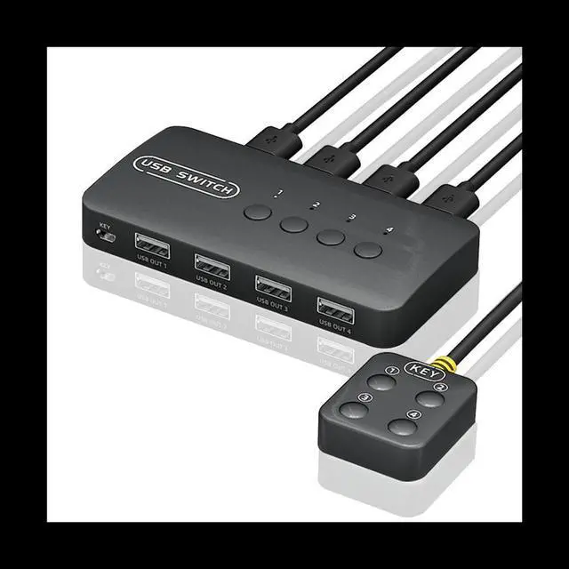 Main image of KVM Switch USB Switch Shared Controller Adapter 4 Inputs 4 Outputs for Laptop Computer Printer Keyboard Mouse Monitor