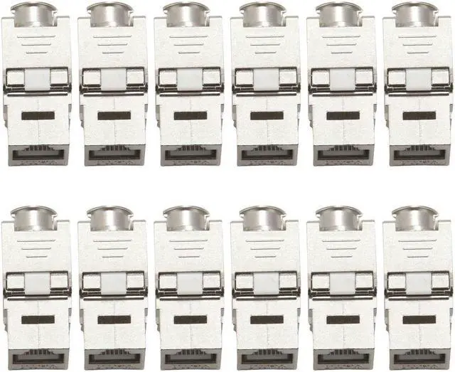 Main image of 12 Pcs RJ45 Keystone Cat7 Cat6A Shielded FTP Zinc Alloy Module Network Keystone Jack Connector Adapter 10GB Network