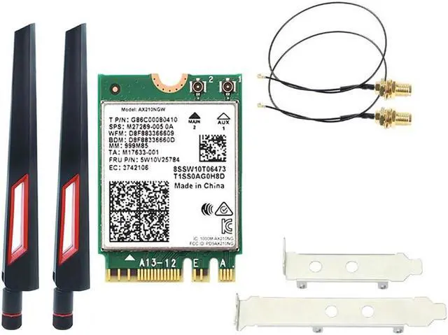 Main image of Wi-Fi 6E AX210 Wireless Card 2400Mbps Bluetooth 5.2 Desktop Kit 802.11Ax 2.4G/5Ghz/6Ghz AX210NGW,with 10DBi Antenna