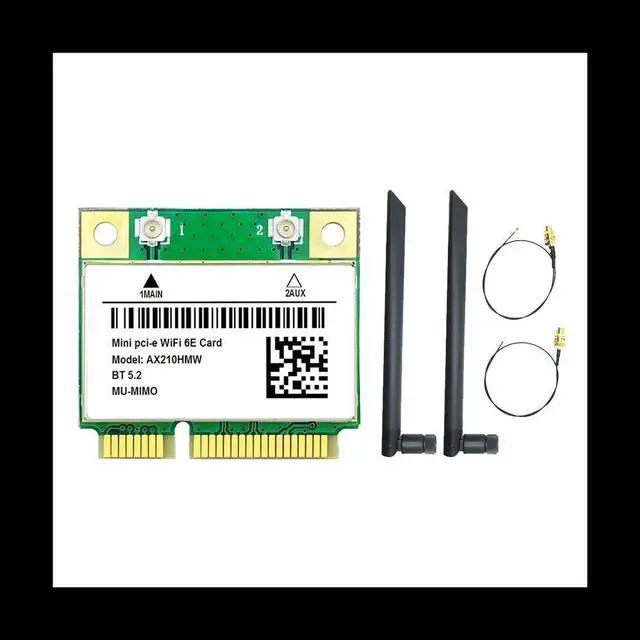 Main image of AX210HMW Card+2XAntenna 6E Mini PCI-E AX210 802.11Ax/Ac 2.4G/5G/6Ghz BT5.2 Wireless Adapter for Laptop