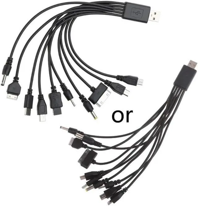 Main image of 10 in 1 USB Multi USB Cables for Mobile phones USB Charging Cord 20CM/7.87in     10 in 1 USB Multi USB Cables for Mobile phones USB Charging Cord 20CM/7.87in