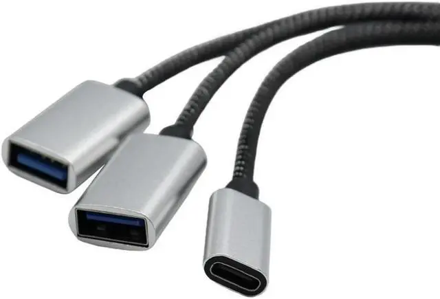 Alt view image 4 of 4 - USB 2.0 Adapter Cable, 1 Male to 3 Female Port Splitter with USB C for LaptopS     USB 2.0 Adapter Cable, 1 Male to 3 Female Port Splitter with USB C for LaptopS